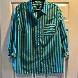 Talbots Green/Blue Strip Blouse